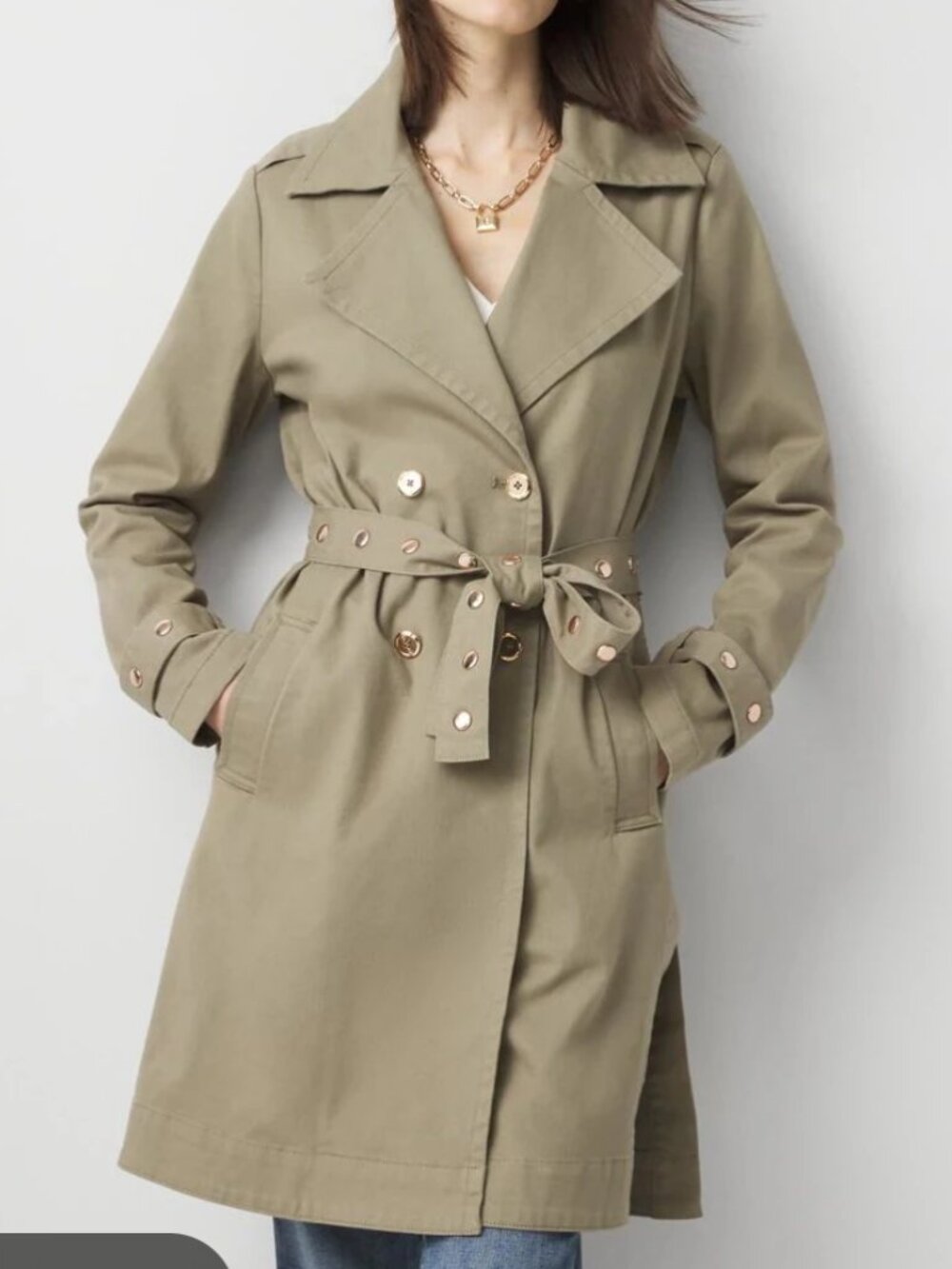 nwt WHITE HOUSE BLACK MARKET studded trench jacket coat m